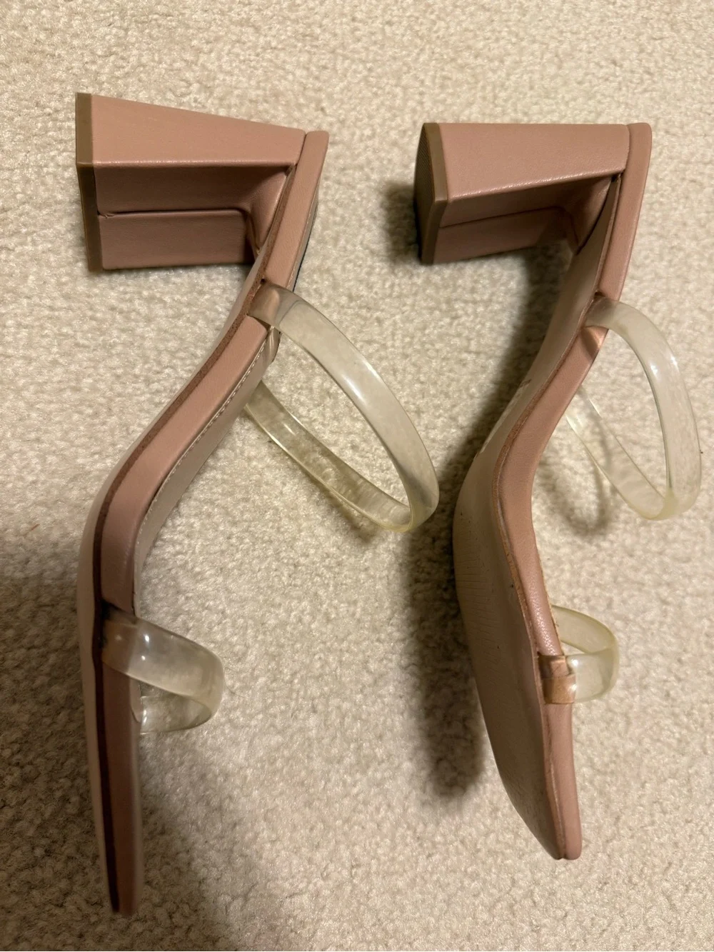 Steve Madden Nude Block Heel Sandal with Clear Straps